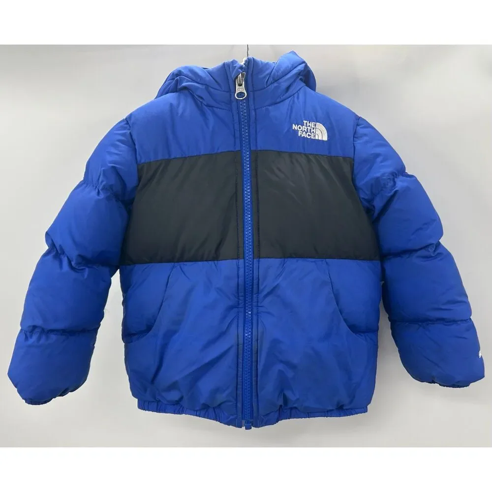 North Face Moondoggy 550-fill Down 4T Puffer Hooded Coat Blue Black